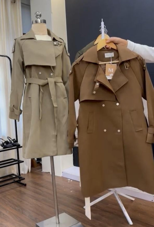 Double Breasted Vintage Fitted Long Coat